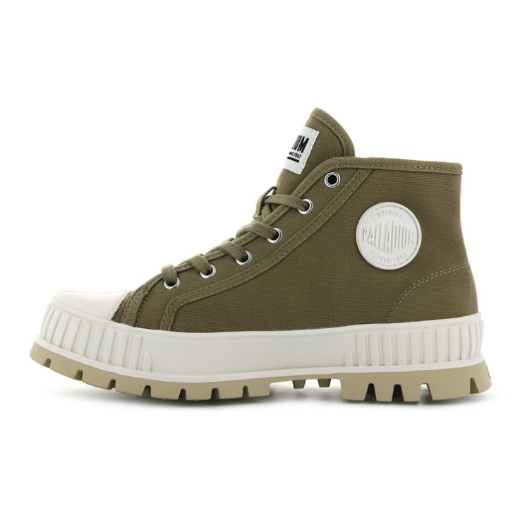 Baskets Palladium Pallashock Mid OG High Tops Femme Vert Olive | FR EBP971H